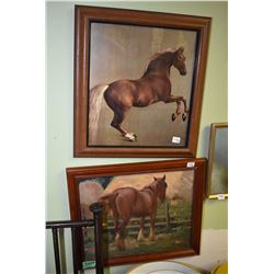 Three framed horse motif pictures including two originals and one print