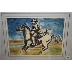 Framed print of a horse and rider