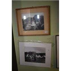 Three framed and one unframed pictures, all western themed