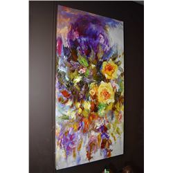 Stretcher framed picture of abstract roses