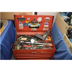 Mechanics tool box containing a selection of sockets, pliers, screwdrivers, 1/2" drive torque wrench