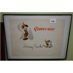 Framed Disney print of Jiminy Cricket and Pinocchio