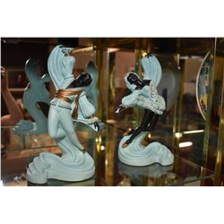 Pair of chalkware deco style dancing figures 12" in height