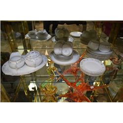 Selection of Nippon china including six cups and saucers, four side plates, nine dessert plates, cre