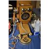 Image 1 : Two antique style phones including a push button wall phone and a French style bedroom phone