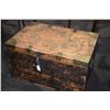 Image 1 : Antique wooden trunk with brass corner and nail head decoration