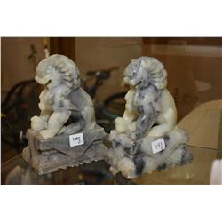 Pair of soapstone foo dogs, approximately 7" in height