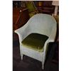 Image 1 : Vintage English Lloyd Loom chair in green finish with reupholstered cushion