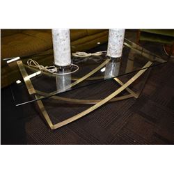 Metal based glass top coffee table