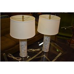 Two mosaic tiled table lamps with shades