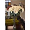Image 1 : 20" high glass flower vase with faux flowers