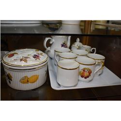 Selection of Bavarian china including coffee pot, cups, cream, sugar, snack tray and snack plates pl