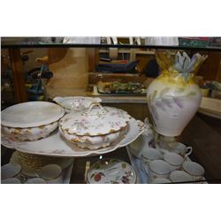 Four pieces of Limoges china including platter, two lidded vegetable dishes plus a ceramic  hand pai