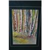 Image 1 : Framed original watercolour painting of birch trees signed by artist Moss (?) 10" X 7"