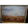 Image 1 : Framed acrylic on board painting titled on verso "On the Edge of Town" signed by artist Reuben, 18" 