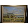 Image 1 : Framed acrylic on board painting of a cottage scene signed by artist Bennett, 23" X 17"