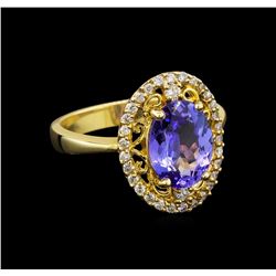 14KT Yellow Gold 2.45 ctw Tanzanite and Diamond Ring