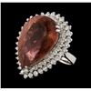 25.76 ctw Tourmaline and Diamond Ring - 14KT White Gold