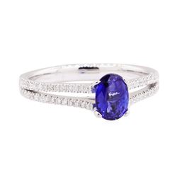 0.93 ctw Sapphire and Diamond Ring - 18KT White Gold