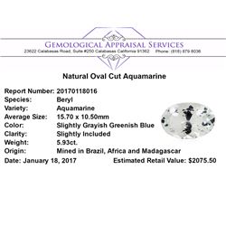 5.93 ct.Natural Oval Cut Aquamarine