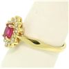 Image 3 : 18k Yellow Gold 0.95 ctw Oval Ruby Solitaire & Round Brilliant Diamond Halo Ring