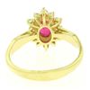 Image 5 : 18k Yellow Gold 0.95 ctw Oval Ruby Solitaire & Round Brilliant Diamond Halo Ring