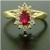 Image 6 : 18k Yellow Gold 0.95 ctw Oval Ruby Solitaire & Round Brilliant Diamond Halo Ring