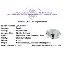 4.21 ct.Natural Oval Cut Aquamarine