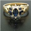 Image 5 : 14k Solid Yellow Gold 0.90 ctw Prong Set Oval & Baguette Sapphire Diamond Ring