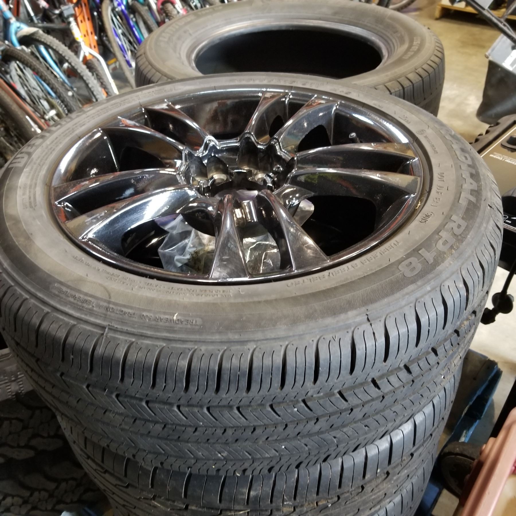 Set Of 4 Dual Bolt Pattern Rims On 5 55 R16 Tires W Spare Tire Set Of 4 Dual Bolt Pattern Rims On 5 55 R16 Tires W Spare Tire