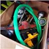 Image 2 : BOX OF TOOLS, AXE HEAD, AND MORE