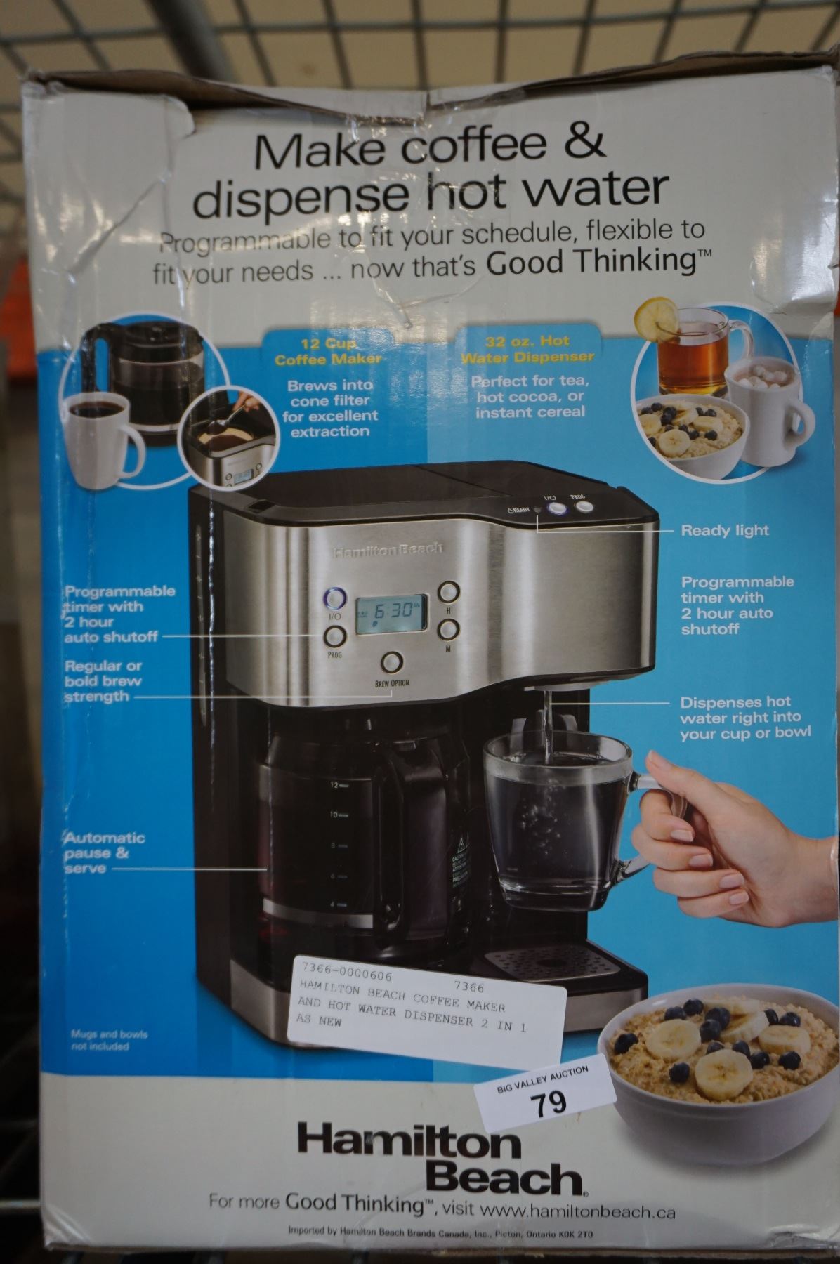 HAMILTON BEACH COFFEE MAKER AND HOT WATER DISPENSER 2 IN 1 AS NEW
