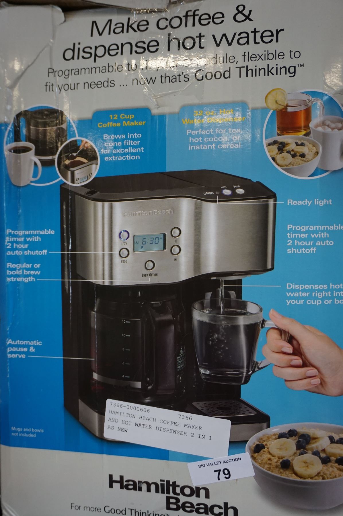 HAMILTON BEACH COFFEE MAKER AND HOT WATER DISPENSER 2 IN 1 AS NEW