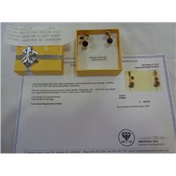 STERLING SILVER YELLOW GOLD PLATED GENUINE 0.52CT BLACK SPINEL EARRINGS W/ APPRAISAL $600