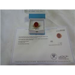 STERLING SILVER YELLOW GOLD PLATED 19x13mm GENUINE RED JASPER AND ENAMEL RING SIZE 6.5 W/ APPRAISAL 