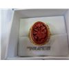 Image 2 : STERLING SILVER YELLOW GOLD PLATED 19x13mm GENUINE RED JASPER AND ENAMEL RING SIZE 6.5 W/ APPRAISAL 