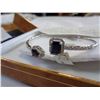 Image 4 : STERLING SILVER GENUINE 1.5CT BLUE SAPPHIRE AND CZ BANGLE BRACELET W/ APPRAISAL $1200