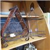 Image 1 : METAL AND WICKER WINE RACK AND METAL SHOWER CADDY