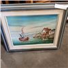 Image 1 : OIL PAINTING SHIPS AND DOCK