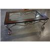 Image 2 : LEATHER AND METAL GLASSTOP COFFEE TABLE