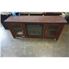 Image 1 : MODERN DARK FINISH MEDIA TV STAND WITH BUILT IN FIREPLACE