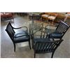 Image 4 : GLASS TOP TABLE AND 4 CHAIRS W/ LEATHER CUSHIONS