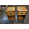 Image 1 : 2 WOOD 1 DRAWER NIGHT STANDS W/ BRASS ACCENTS