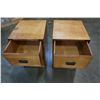 Image 3 : 2 WOOD 1 DRAWER NIGHT STANDS W/ BRASS ACCENTS