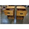 Image 4 : 2 WOOD 1 DRAWER NIGHT STANDS W/ BRASS ACCENTS
