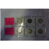 Image 2 : 3 CANADIAN 25c KING GEORGE VI 1945, 1946, 1957 .800 SILVER PLUS 3 CANADIAN 25c QUEEN ELIZABETH 1955,