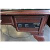 Image 2 : MAHOGANY QUEEN ANNE STYLE OPEN DESK WITH GLASS TOP AND POWER OUTLETS