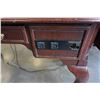 Image 2 : MAHOGANY QUEEN ANNE STYLE OPEN DESK WITH GLASS TOP AND POWER OUTLETS