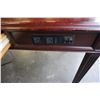 Image 2 : MAHOGANY OPEN DESK WITH LEATHER TOP AND POWER OUTLETS