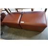 Image 1 : 2 BROWN LEATHER OTTOMANS